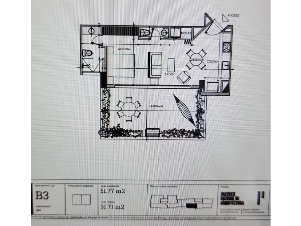 VENTA PROYECTO PLANOS APARTAMENTO 51, 77m2  USAQUEN