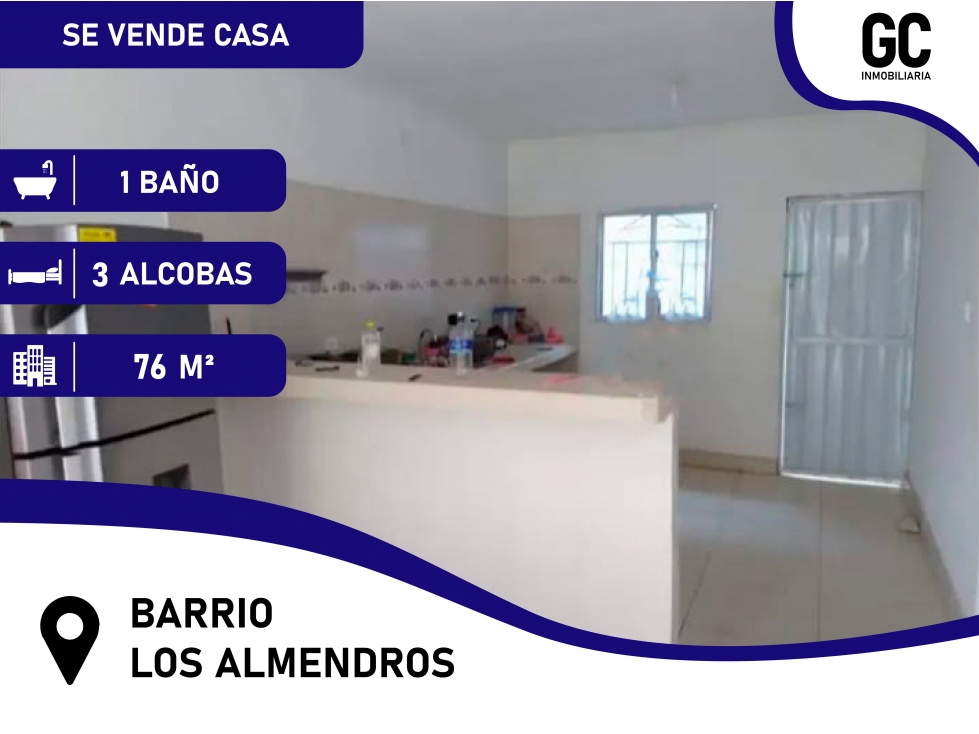 Se vende casa en el barrio Los almendros de Soledad.